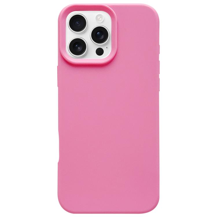 

For iPhone 16 Pro Max Dopamine Simple Imitation Liquid Silicone Phone Case(Rose Pink)