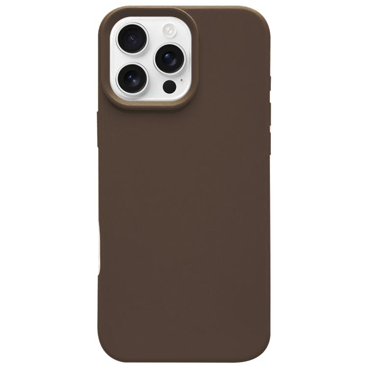 For iPhone 16 Pro Max Dopamine Simple Imitation Liquid Silicone Phone Case(Brown)