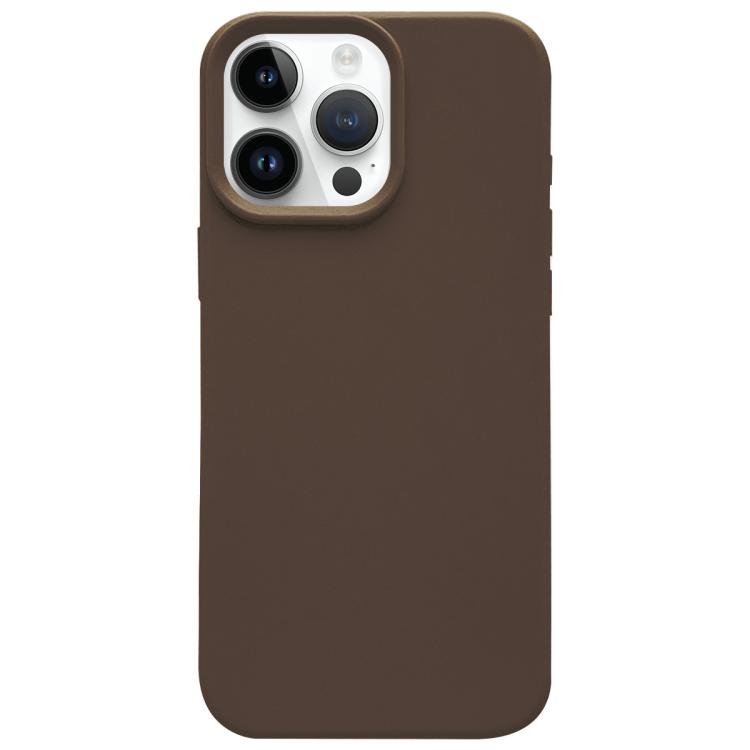 For iPhone 15 Pro Dopamine Simple Imitation Liquid Silicone Phone Case(Brown)