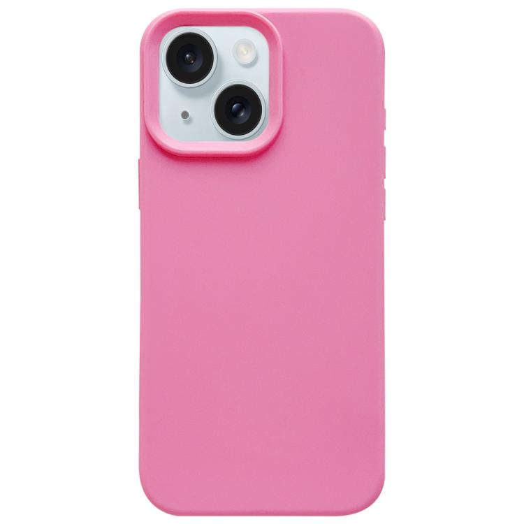 

For iPhone 15 Dopamine Simple Imitation Liquid Silicone Phone Case(Rose Pink)