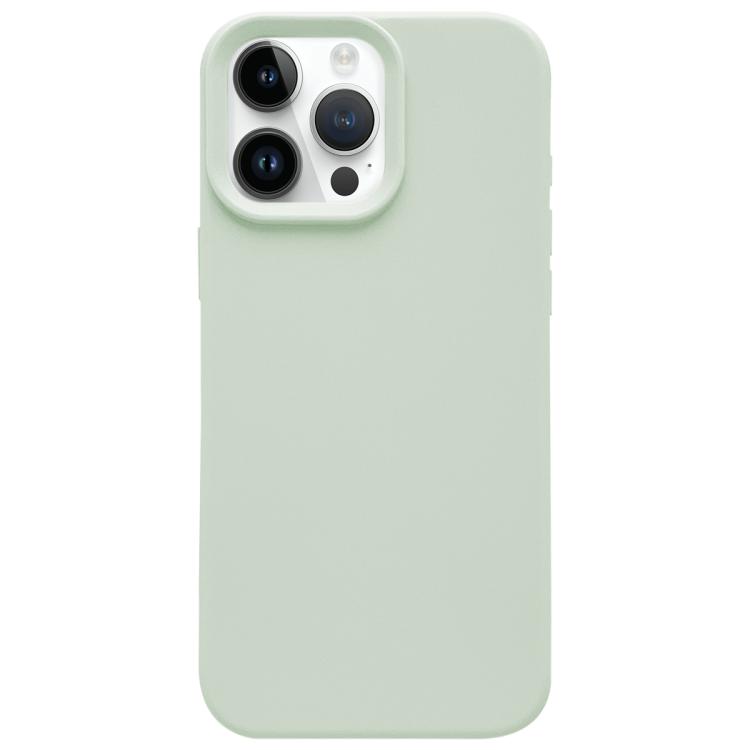 

For iPhone 14 Pro Max Dopamine Simple Imitation Liquid Silicone Phone Case(Milk Green)