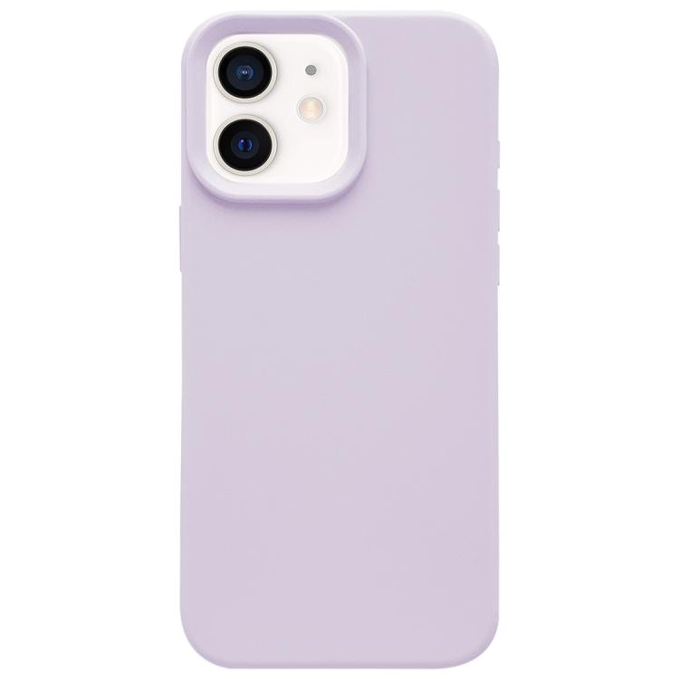 

For iPhone 12 Dopamine Simple Imitation Liquid Silicone Phone Case(Bean Purple)