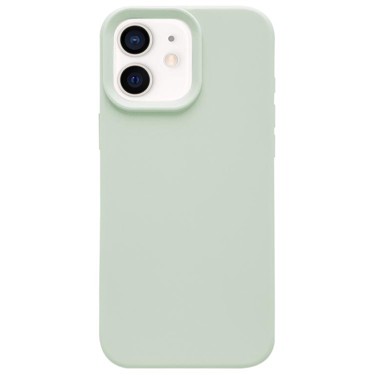 

For iPhone 12 Dopamine Simple Imitation Liquid Silicone Phone Case(Milk Green)