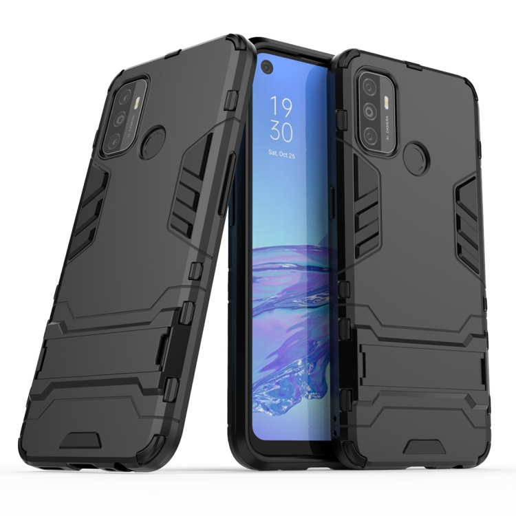 

For OPPO A53 PC + TPU Shockproof Protective Case with Invisible Holder(Black)