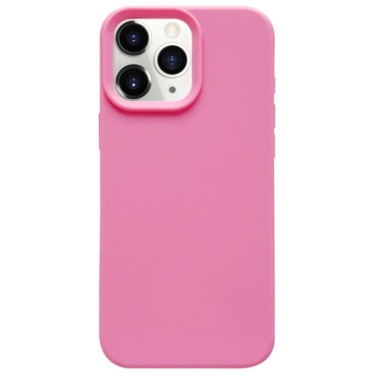 

For iPhone 11 Pro Max Dopamine Simple Imitation Liquid Silicone Phone Case(Rose Pink)
