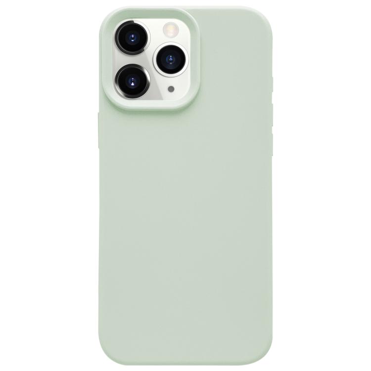 

For iPhone 11 Pro Max Dopamine Simple Imitation Liquid Silicone Phone Case(Milk Green)