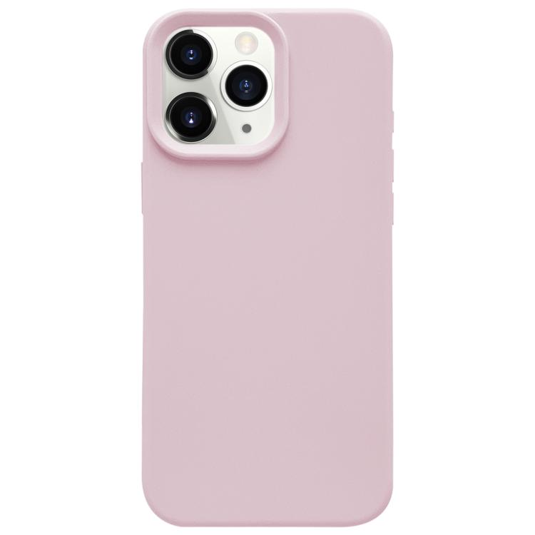 

For iPhone 11 Pro Max Dopamine Simple Imitation Liquid Silicone Phone Case(Sakura Powder)