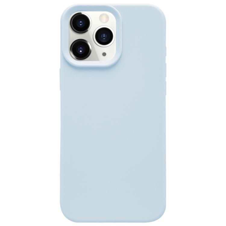 

For iPhone 11 Pro Max Dopamine Simple Imitation Liquid Silicone Phone Case(Cream Blue)
