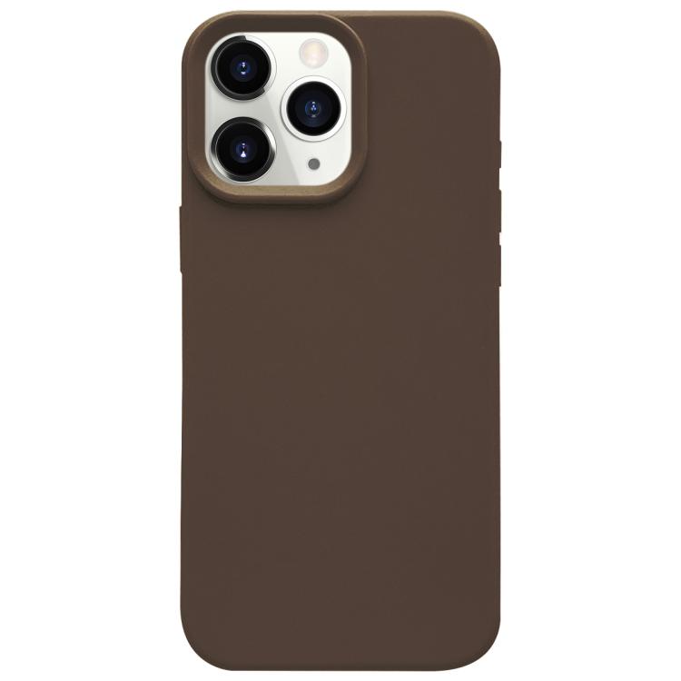 

For iPhone 11 Pro Max Dopamine Simple Imitation Liquid Silicone Phone Case(Brown)