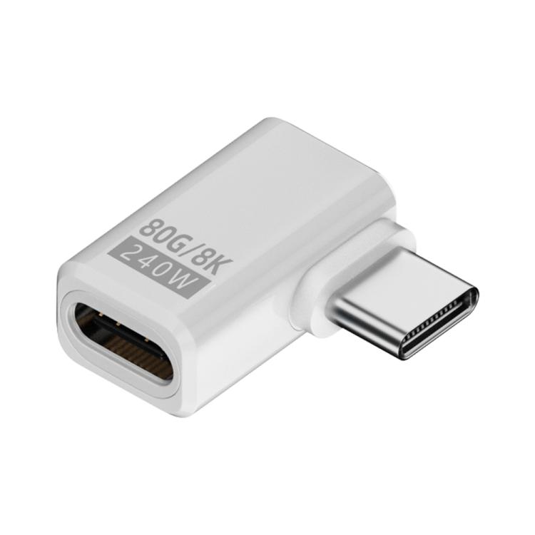 

240W 80Gbps USB4 2.0 Type-C Full Function Adapter, Model:Side Bend(White)