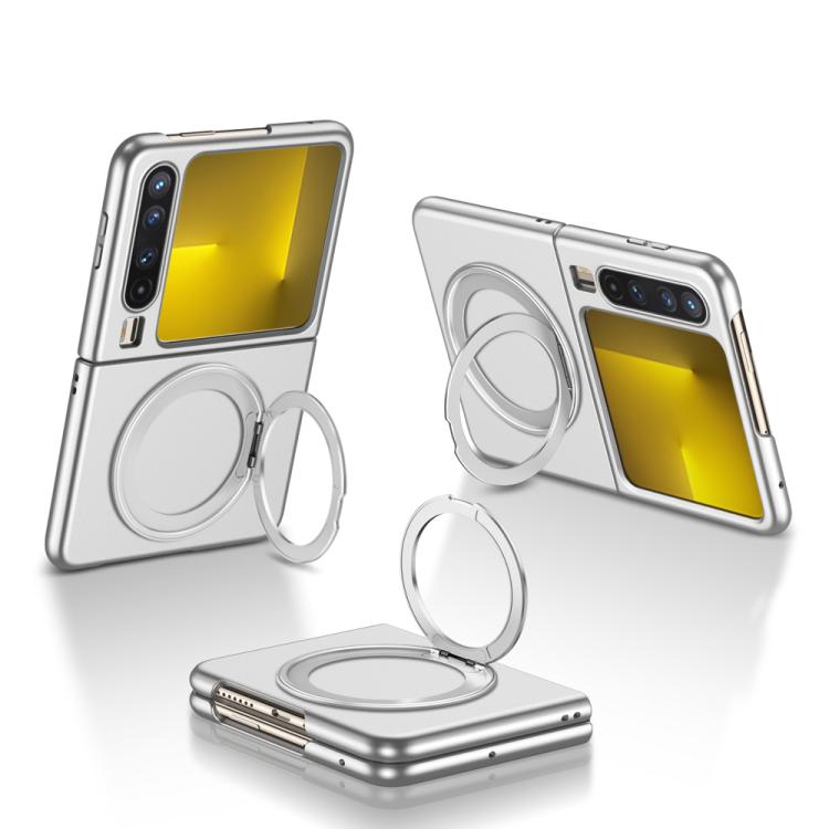 

For Huawei Pura X GKK Ultra-thin Full Cover Magnetic Phone Case with Rotating Bracket(Silver)