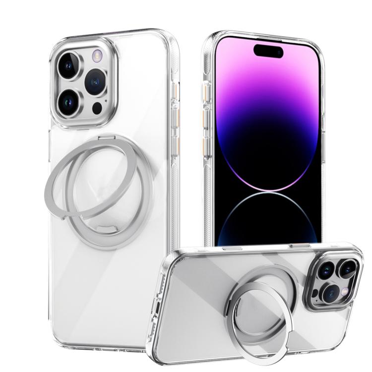 

For iPhone 16 Pro Max Gear 360 Rotation MagSafe Holder Phone Case(Transparent)