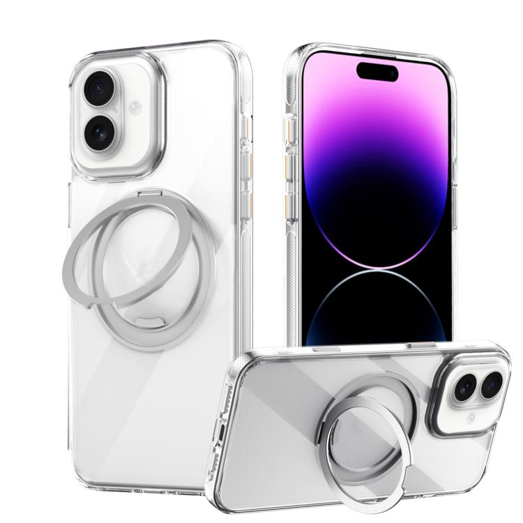 

For iPhone 16 Gear 360 Rotation MagSafe Holder Phone Case(Transparent)