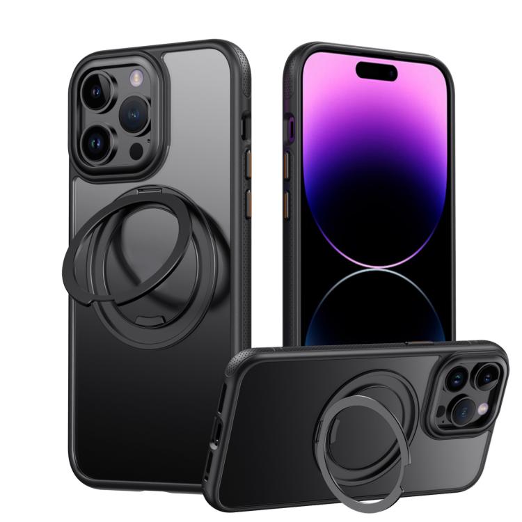 

For iPhone 13 Pro Max Gear 360 Rotation MagSafe Holder Phone Case(Black)