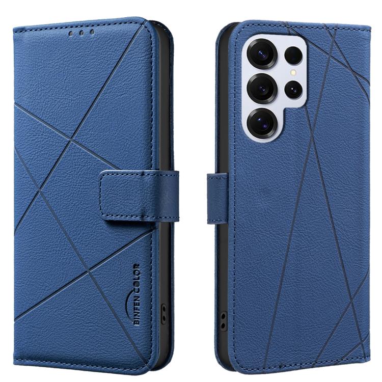 

For Samsung Galaxy S23 Ultra 5G Geometric Pattern RFID Leather Phone Case(Blue)