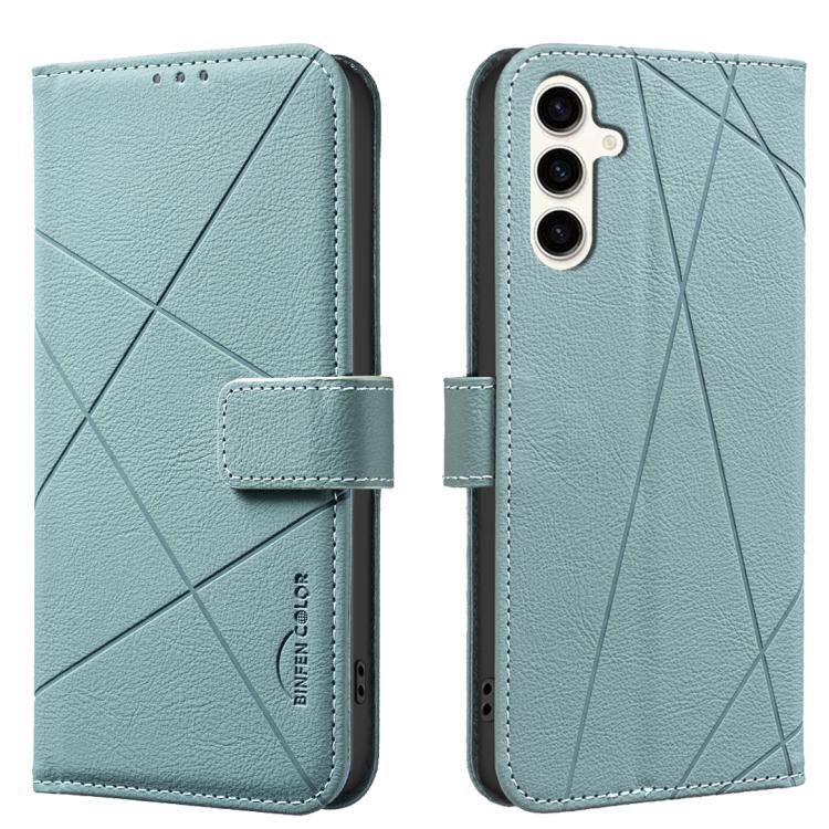 

For Samsung Galaxy S23+ 5G Geometric Pattern RFID Leather Phone Case(Green)