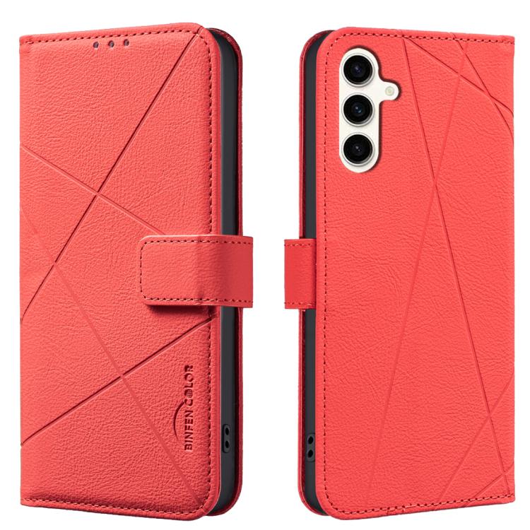 

For Samsung Galaxy S25 / S24 5G Geometric Pattern RFID Leather Phone Case(Red)