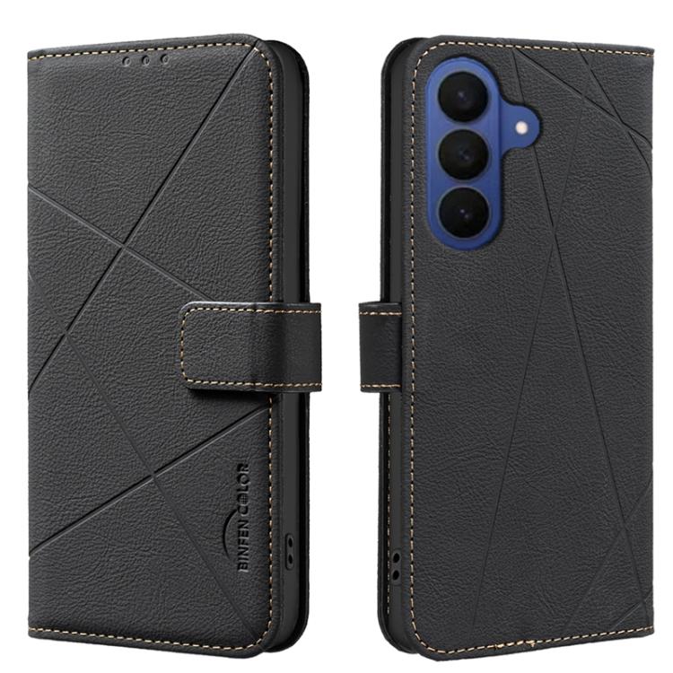 

For Samsung Galaxy S26 Pro 5G Geometric Pattern RFID Leather Phone Case(Black)