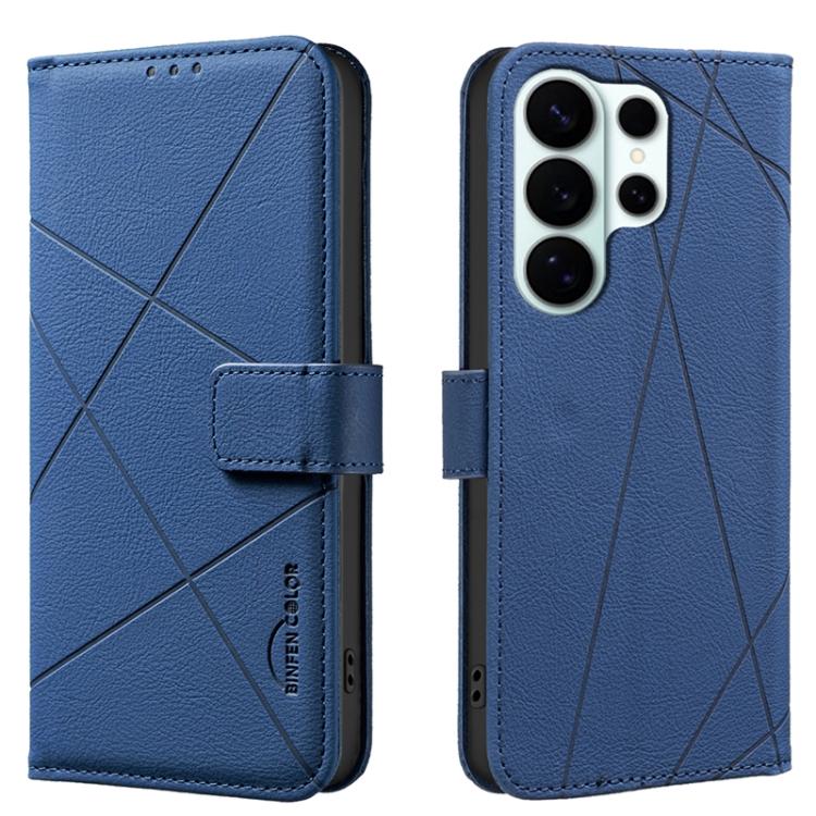 For Samsung Galaxy S26 Ultra 5G Geometric Pattern RFID Leather Phone Case(Blue)