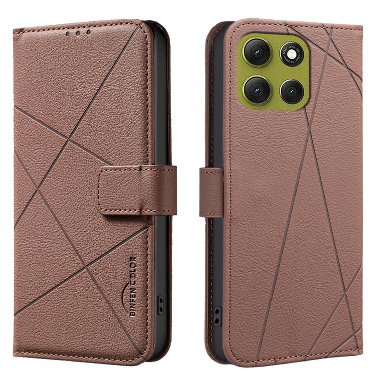 

For Motorola Moto G86 5G Geometric Pattern RFID Leather Phone Case(Brown)