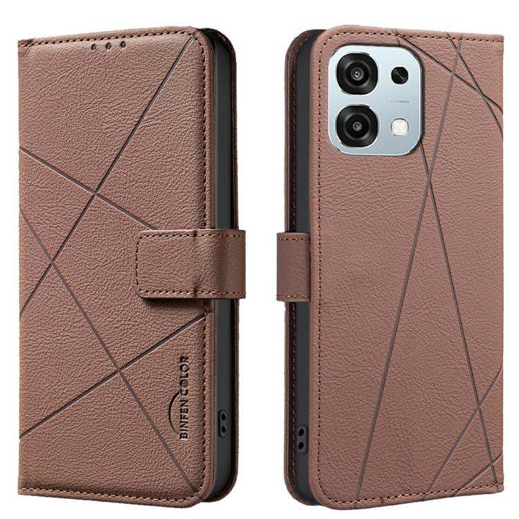 

For OPPO A6 Pro 5G/4G Global / F31 5G Geometric Pattern RFID Leather Phone Case(Brown)
