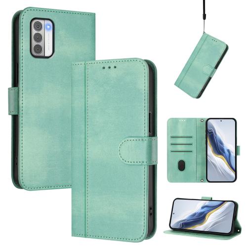 

For Nokia G42 / G310 Line Splicing Buckle Retro Leather Phone Case(Mint Green)