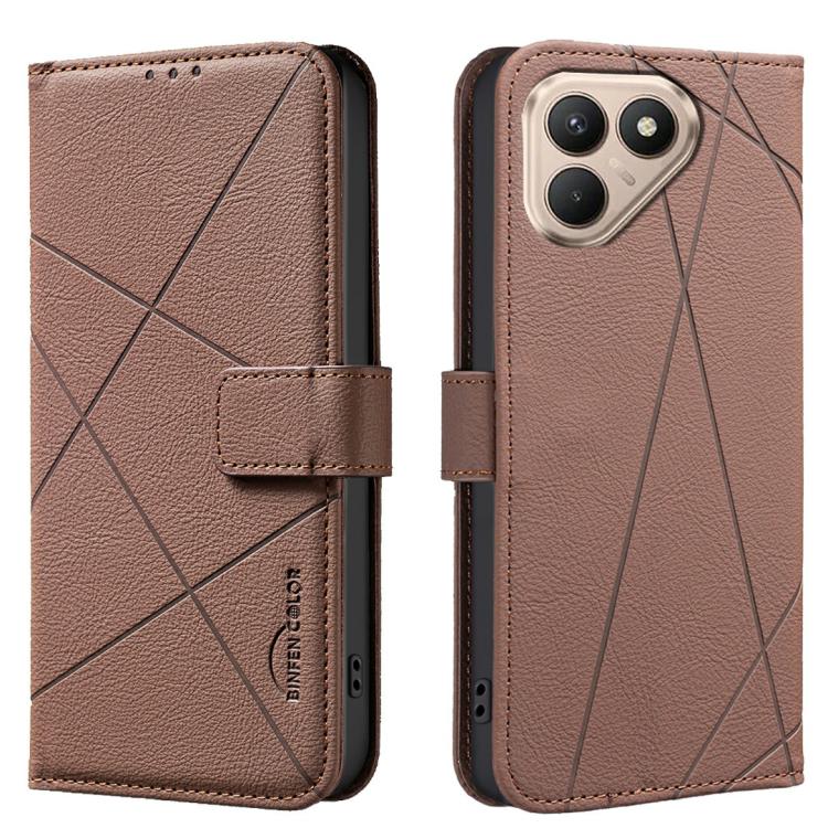 

For Tecno Pova 7 Pro 5G Geometric Pattern RFID Leather Phone Case(Brown)
