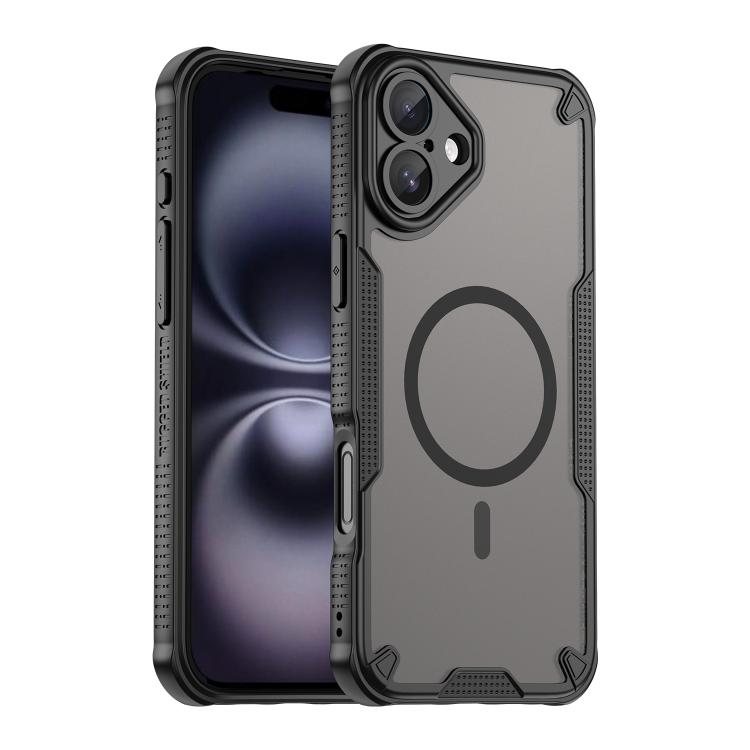 

For iPhone 16 Plus Armor Glaze MagSafe Magnetic Phone Case(Black)