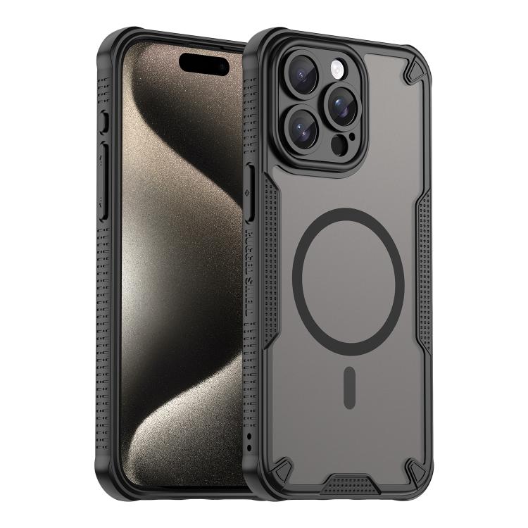 

For iPhone 15 Pro Max Armor Glaze MagSafe Magnetic Phone Case(Black)