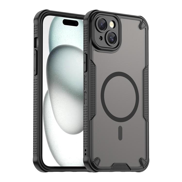 

For iPhone 15 Plus Armor Glaze MagSafe Magnetic Phone Case(Black)