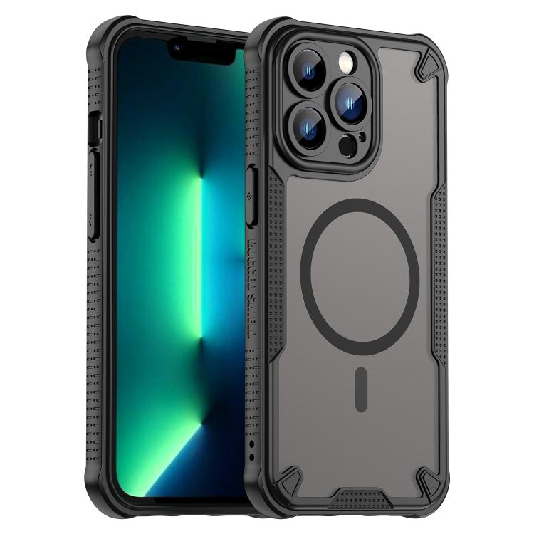 

For iPhone 13 Pro Armor Glaze MagSafe Magnetic Phone Case(Black)