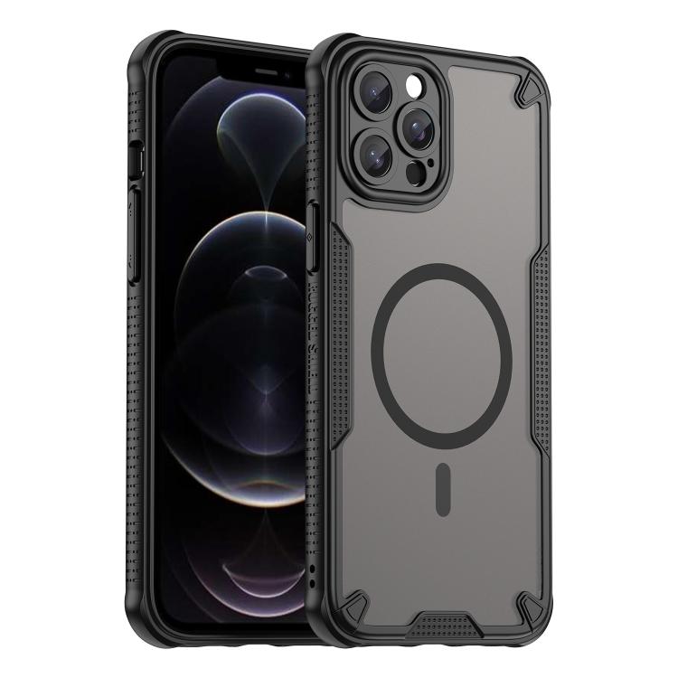 

For iPhone 12 Pro Max Armor Glaze MagSafe Magnetic Phone Case(Black)