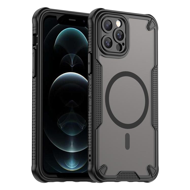 

For iPhone 12 Pro Armor Glaze MagSafe Magnetic Phone Case(Black)