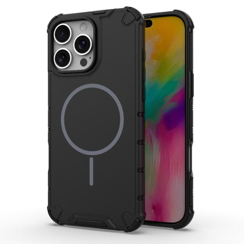 

For iPhone 16 Pro Max Grating Solid Color MagSafe Magnetic Phone Case(Black)