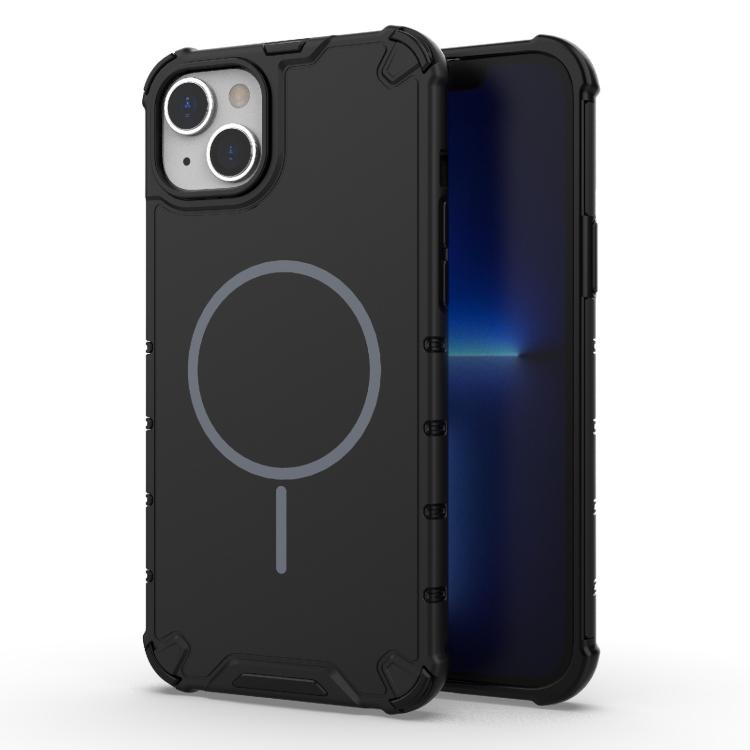 

For iPhone 15 Grating Solid Color MagSafe Magnetic Phone Case(Black)