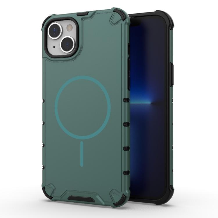 

For iPhone 15 Grating Solid Color MagSafe Magnetic Phone Case(Green)