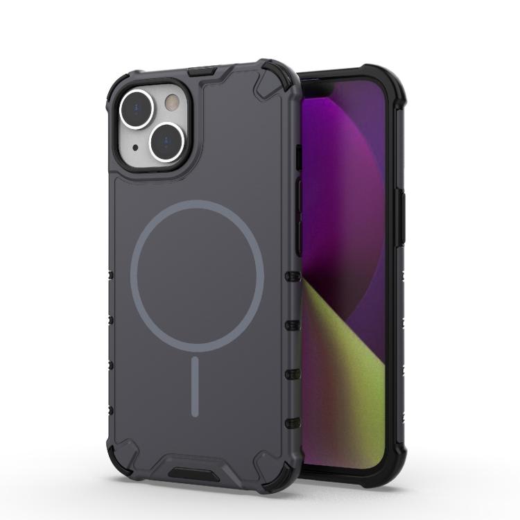 

For iPhone 14 Grating Solid Color MagSafe Magnetic Phone Case(Dark Grey)