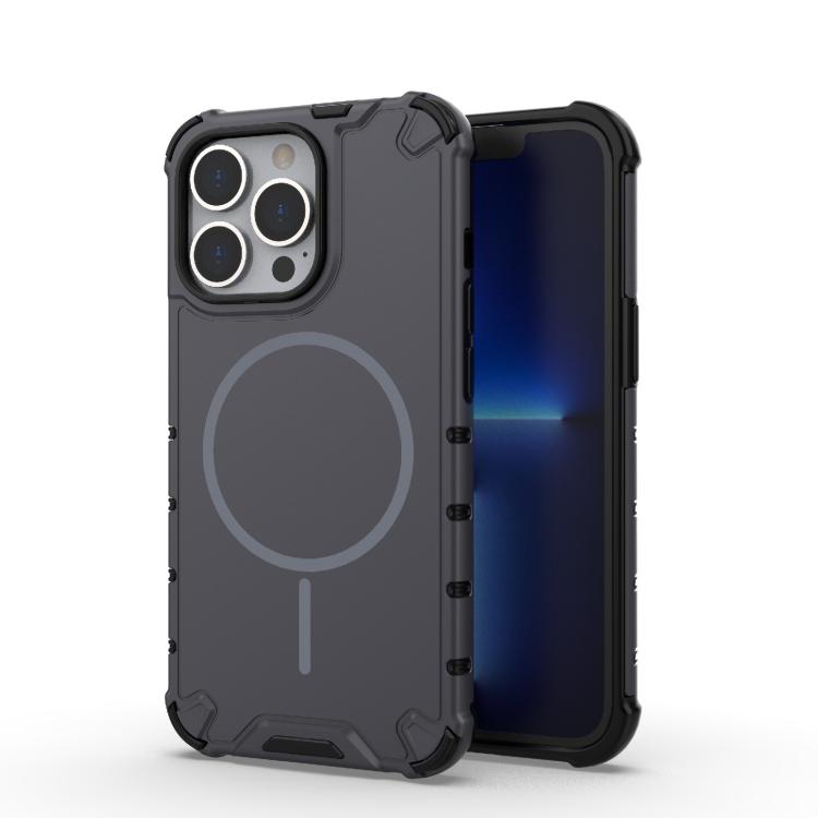 

For iPhone 13 Pro Grating Solid Color MagSafe Magnetic Phone Case(Dark Grey)