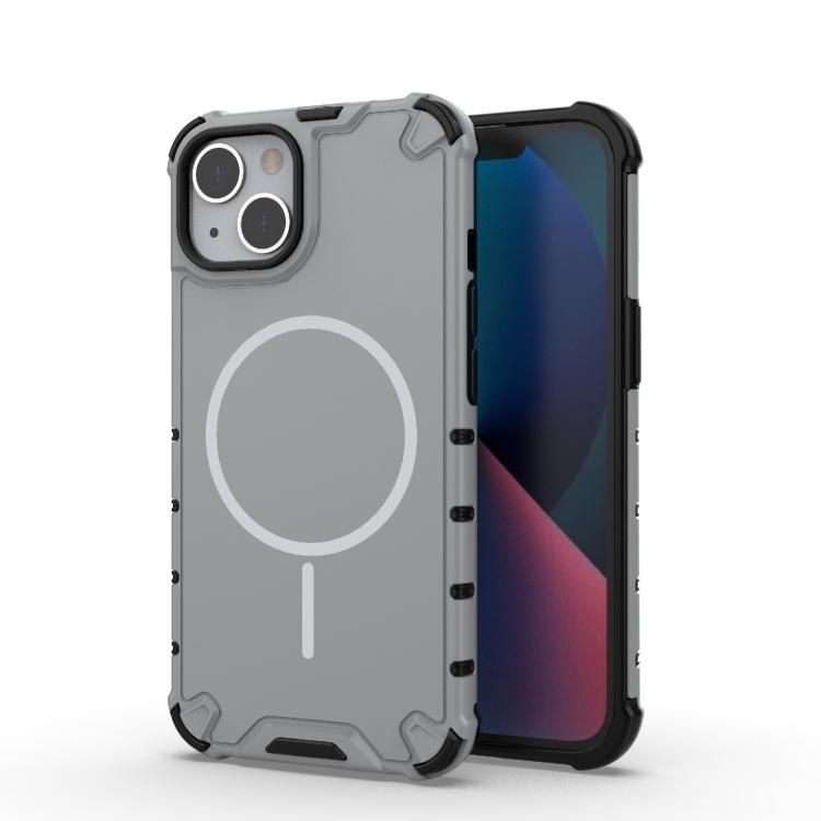 

For iPhone 13 Grating Solid Color MagSafe Magnetic Phone Case(Light Grey)