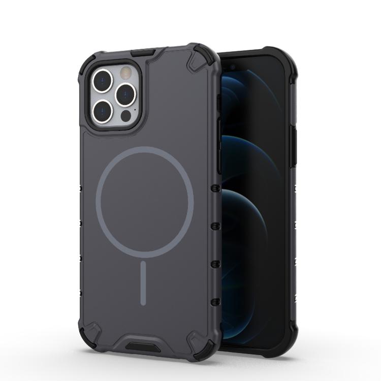 

For iPhone 12 / 12 Pro Grating Solid Color MagSafe Magnetic Phone Case(Dark Grey)