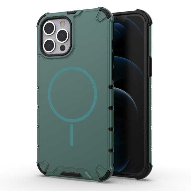 

For iPhone 12 Pro Max Grating Solid Color MagSafe Magnetic Phone Case(Green)