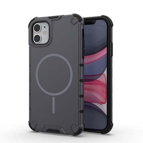 

For iPhone 11 Grating Solid Color MagSafe Magnetic Phone Case(Dark Grey)