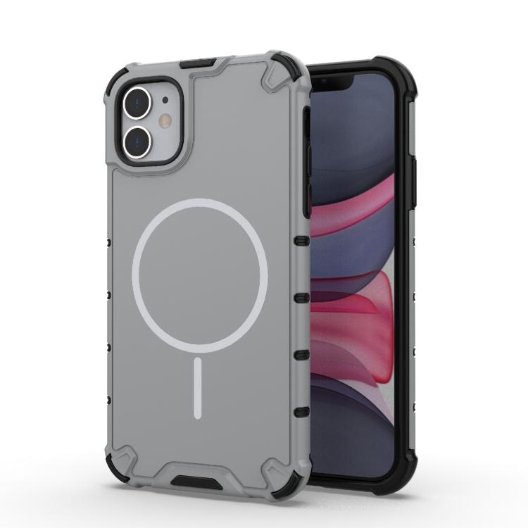 

For iPhone 11 Grating Solid Color MagSafe Magnetic Phone Case(Light Grey)