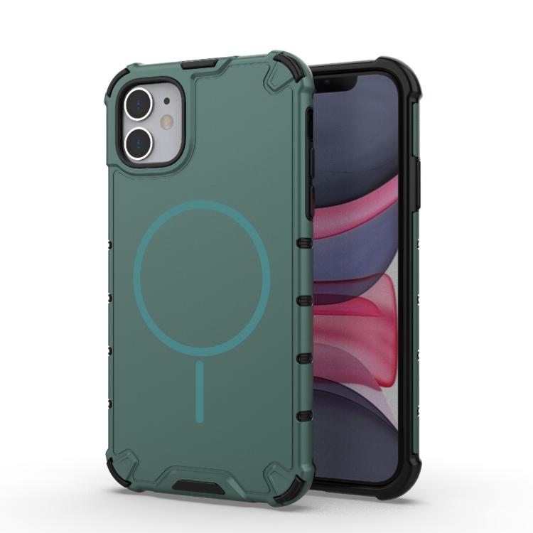

For iPhone 11 Grating Solid Color MagSafe Magnetic Phone Case(Green)
