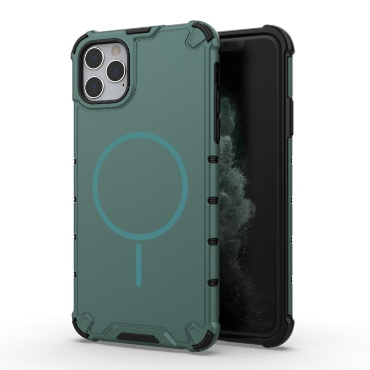 

For iPhone 11 Pro Max Grating Solid Color MagSafe Magnetic Phone Case(Green)