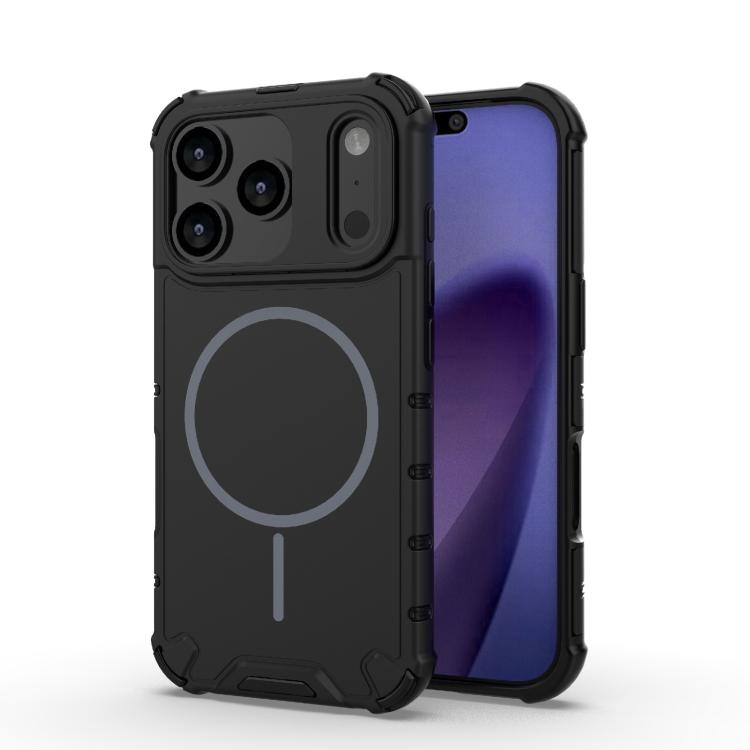 

For iPhone 17 Pro Grating Solid Color MagSafe Magnetic Phone Case(Black)