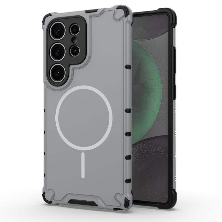 

For Samsung Galaxy S25 Ultra 5G Grating Solid Color MagSafe Magnetic Phone Case(Light Grey)