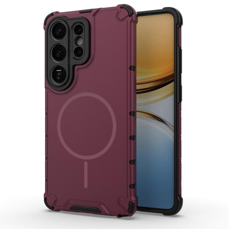 

For Samsung Galaxy S26 Ultra 5G Grating Solid Color MagSafe Magnetic Phone Case(Red)