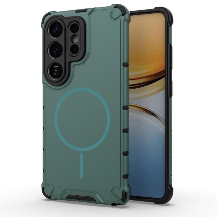 

For Samsung Galaxy S26 Ultra 5G Grating Solid Color MagSafe Magnetic Phone Case(Green)