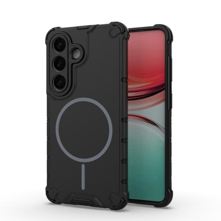 

For Samsung Galaxy S26 5G Grating Solid Color MagSafe Magnetic Phone Case(Black)